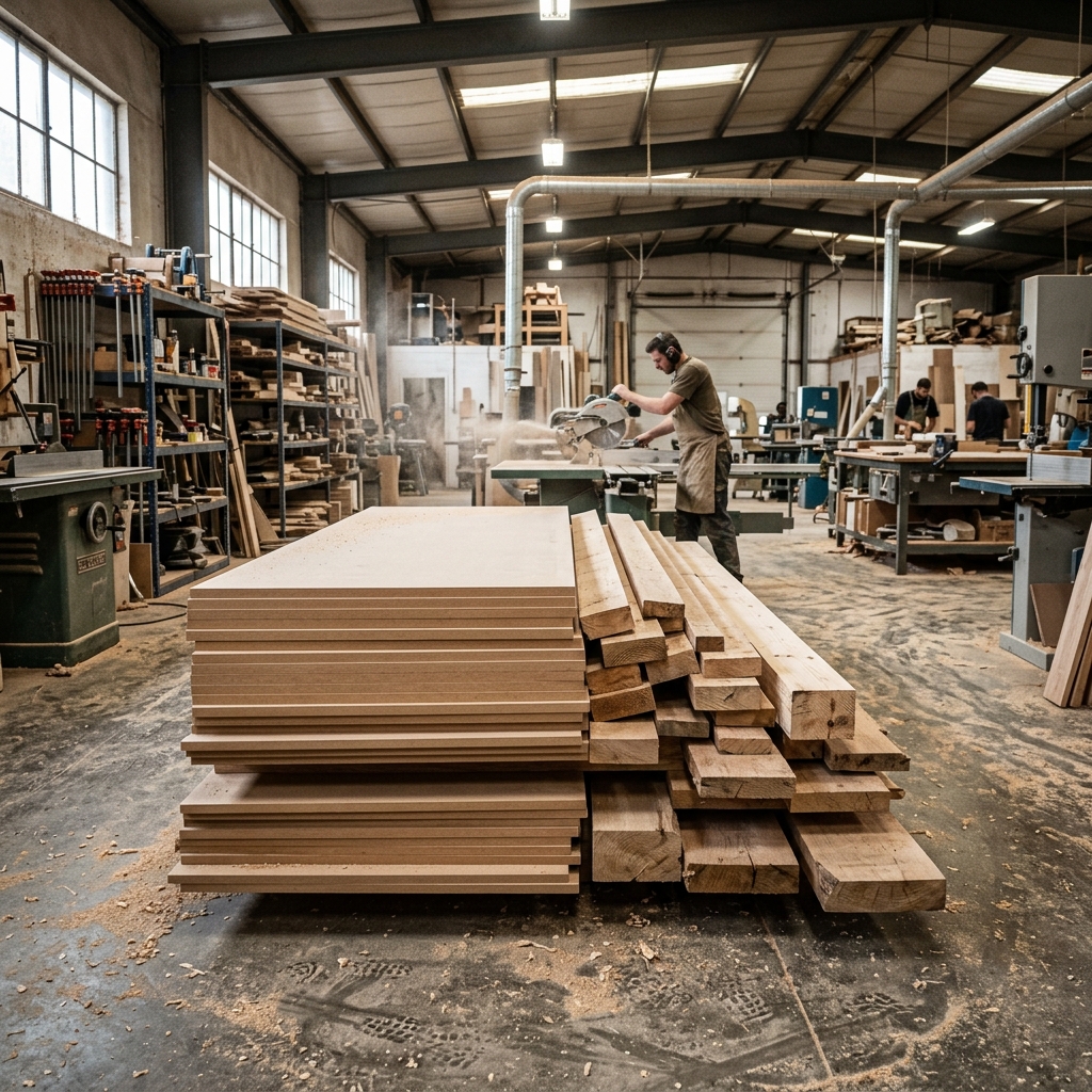 Premium A-Plus MDF and natural wood veneer materials used by Manu Mobilya İmalatı craftsmen